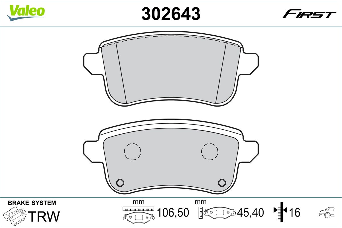 Set placute frana,frana disc 302643 VALEO